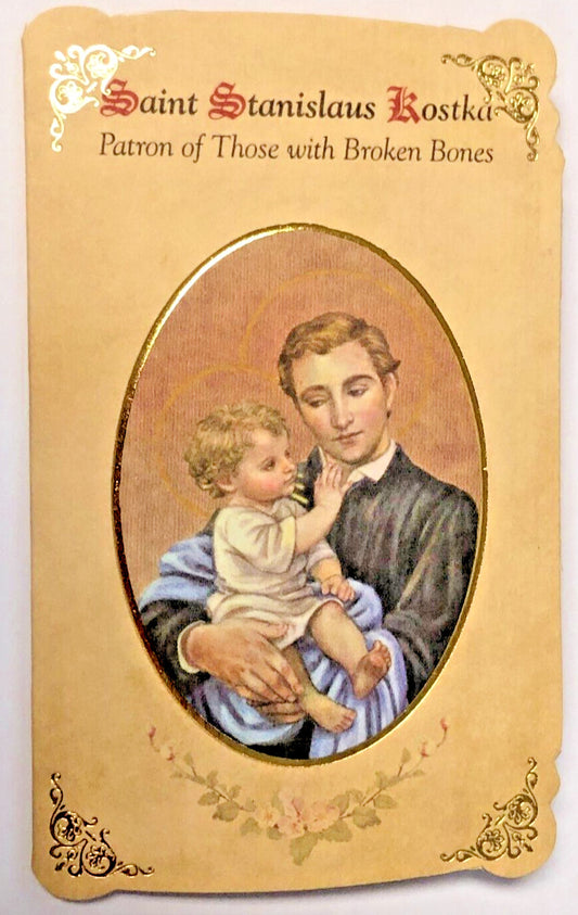 Saint Stanislaus Kostkas(Patron of Broken Bones) Prayer Card+Medal, New #PCM-028