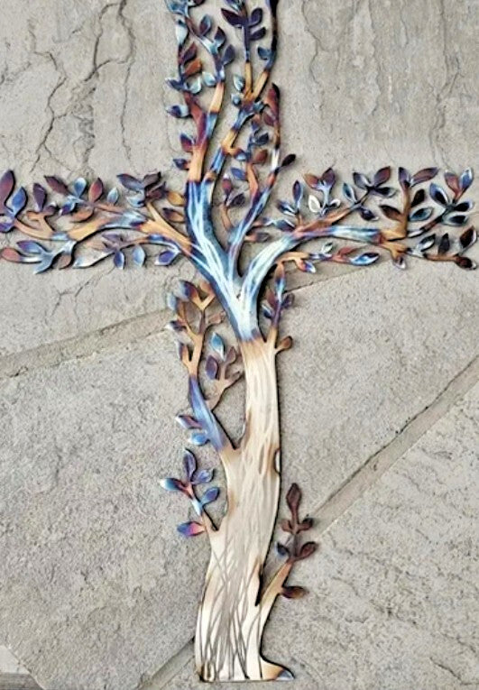 Tree of Life Metal 12" Cross Wall Art,  New #AB-339-R2 - Journeys of Faith