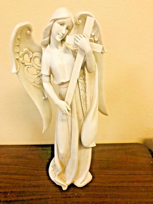 Angel Holding Cross Outdoor Garden Statue 18.5", New #RM-037 - Bob and Penny Lord