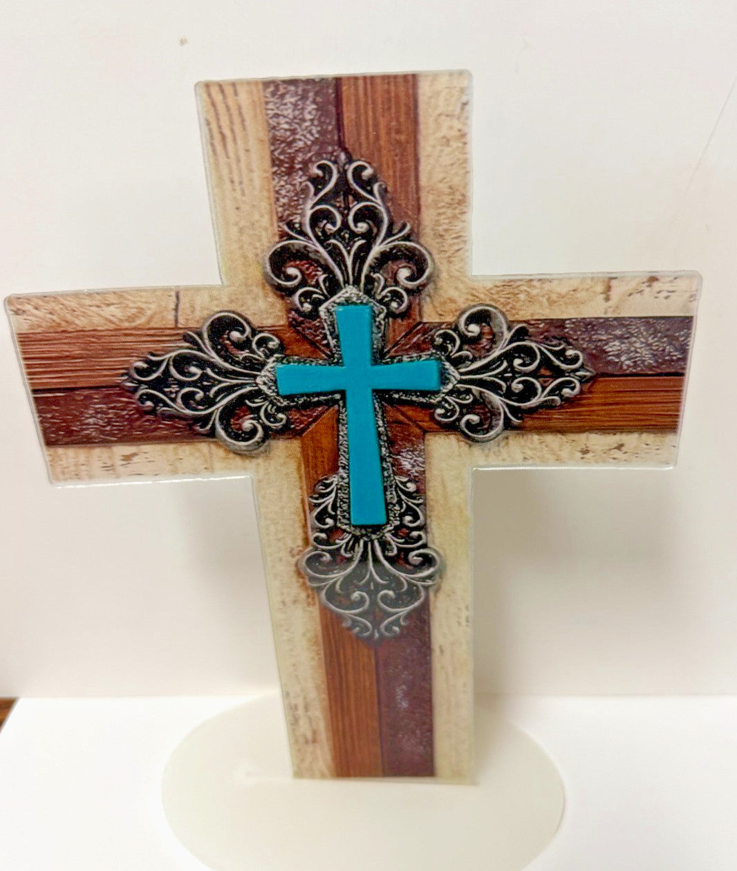 Layered  Acrylic 2-sided Cross, 7.75"  New #Gftshp-206