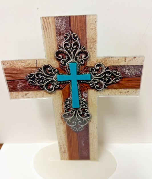 Layered  Acrylic 2-sided Cross, 7.75"  New #Gftshp-206