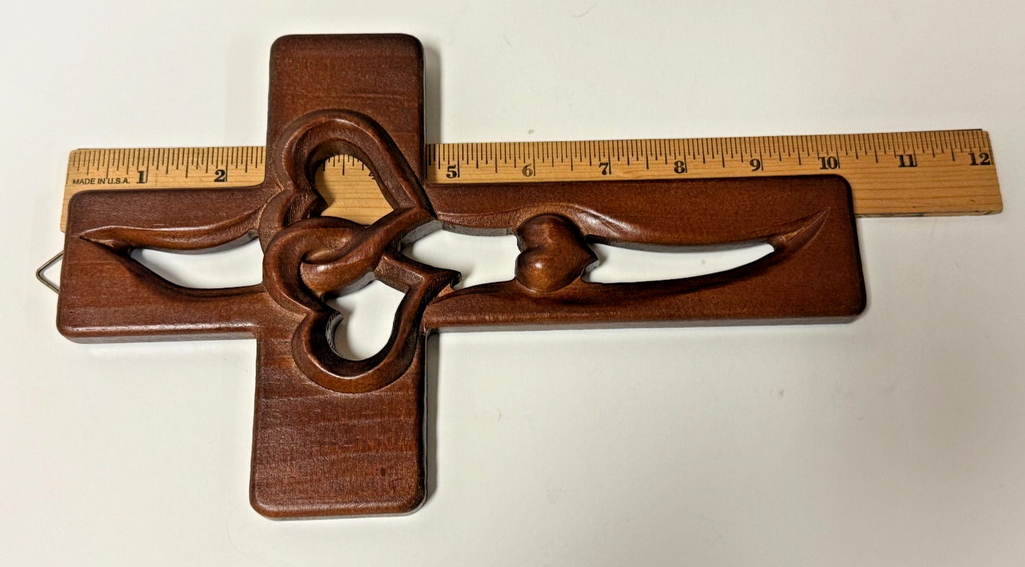 Interwoven Heart Shaped Wood Cross 10 x 6.25 In #Gftshp-203
