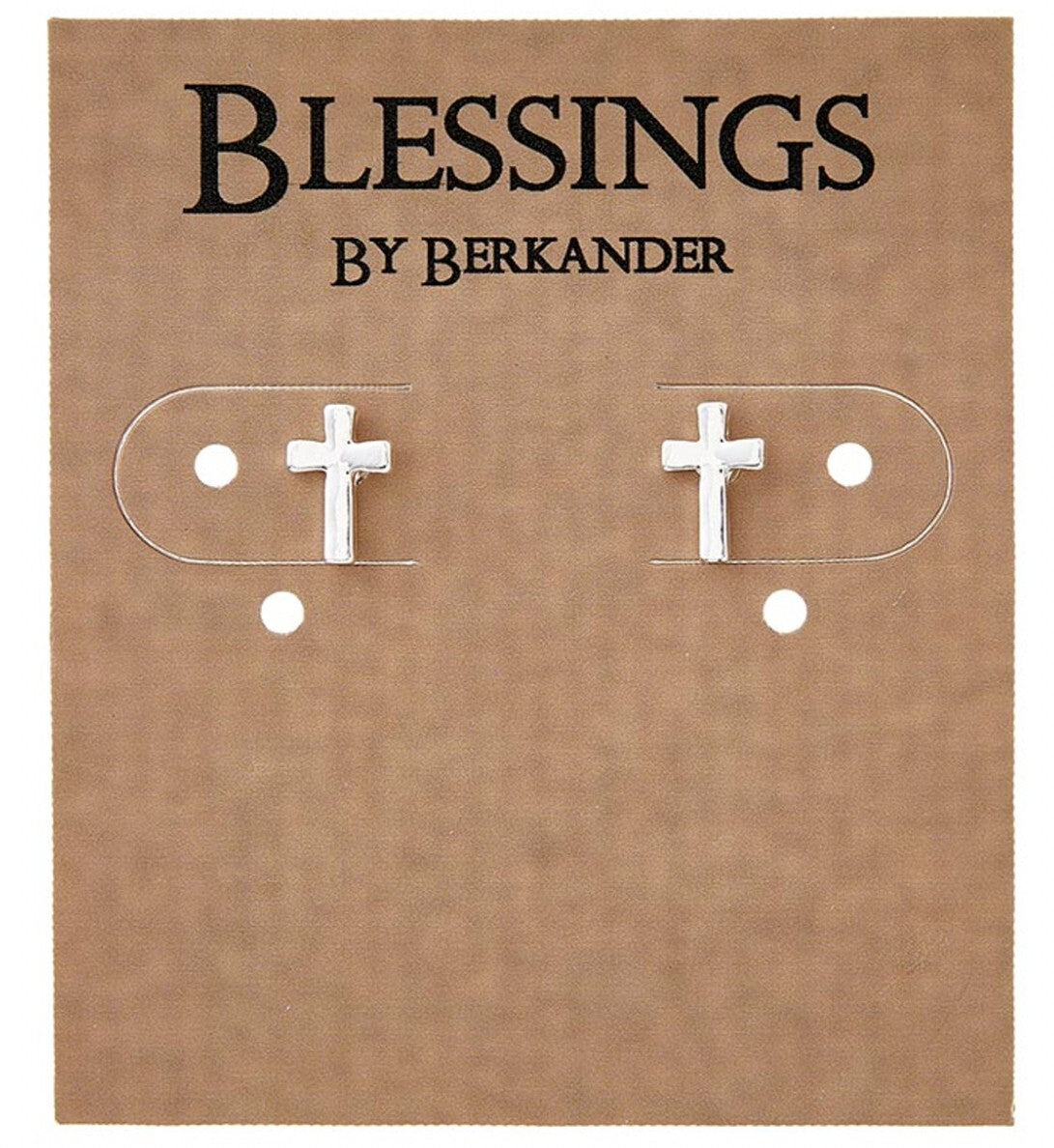 Berkander cross stud earrings featuring sleek silver design, perfect for stylish everyday jewelry.