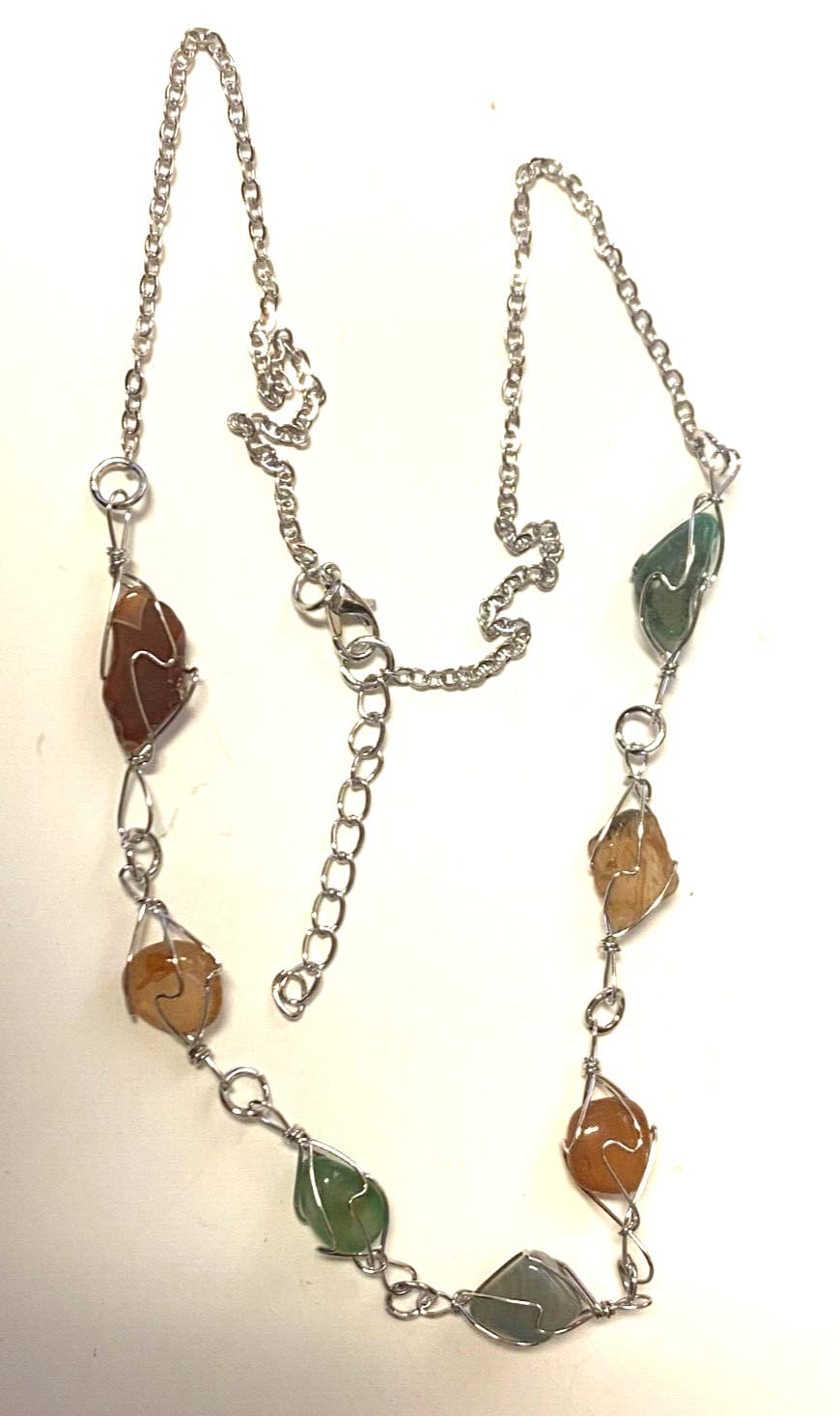Silver tone 22-inch Christian necklace from Journeys of Faith, featuring a stone pendant, part of religious collectibles collection.