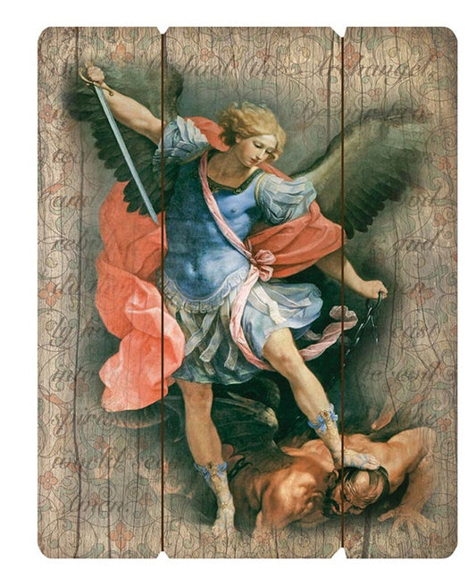 Saint Michael The Archangel Wood Pallet Image, New #AB-224 - Journeys of Faith