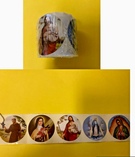Assorted Saint Stickers, 100 count, 1.75" diam,  New #AB-041 - Journeys of Faith