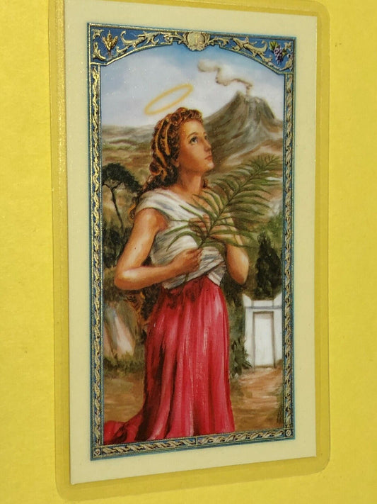 Saint Agatha, Patron Saint of Catania Laminated Prayer Card, New