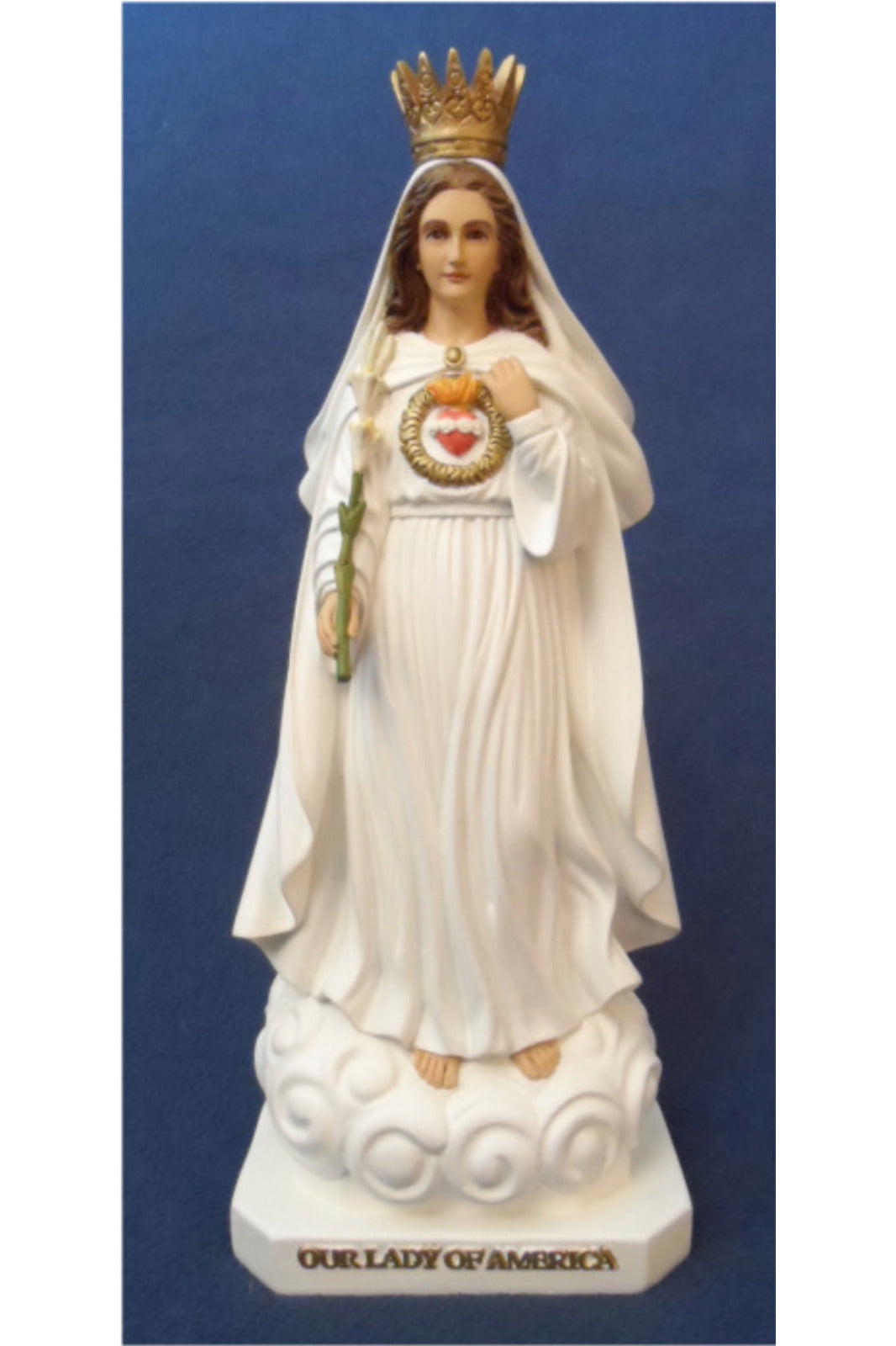 14 inch Our Lady of America Statue hand made in Colombia