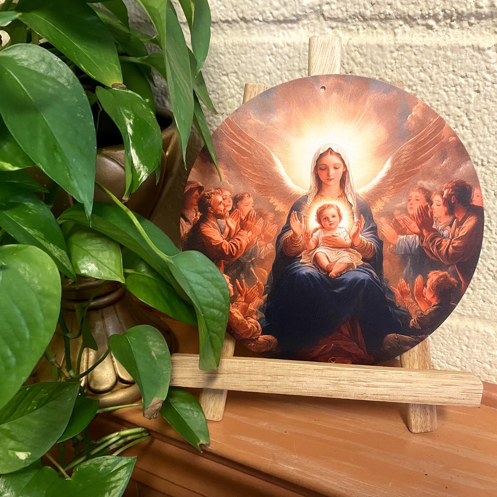 Aluminum print of Bl Mother with Souls in Purgatory, 8-inch religious artwork by Bob and Penny Lord Journeys of Faith.