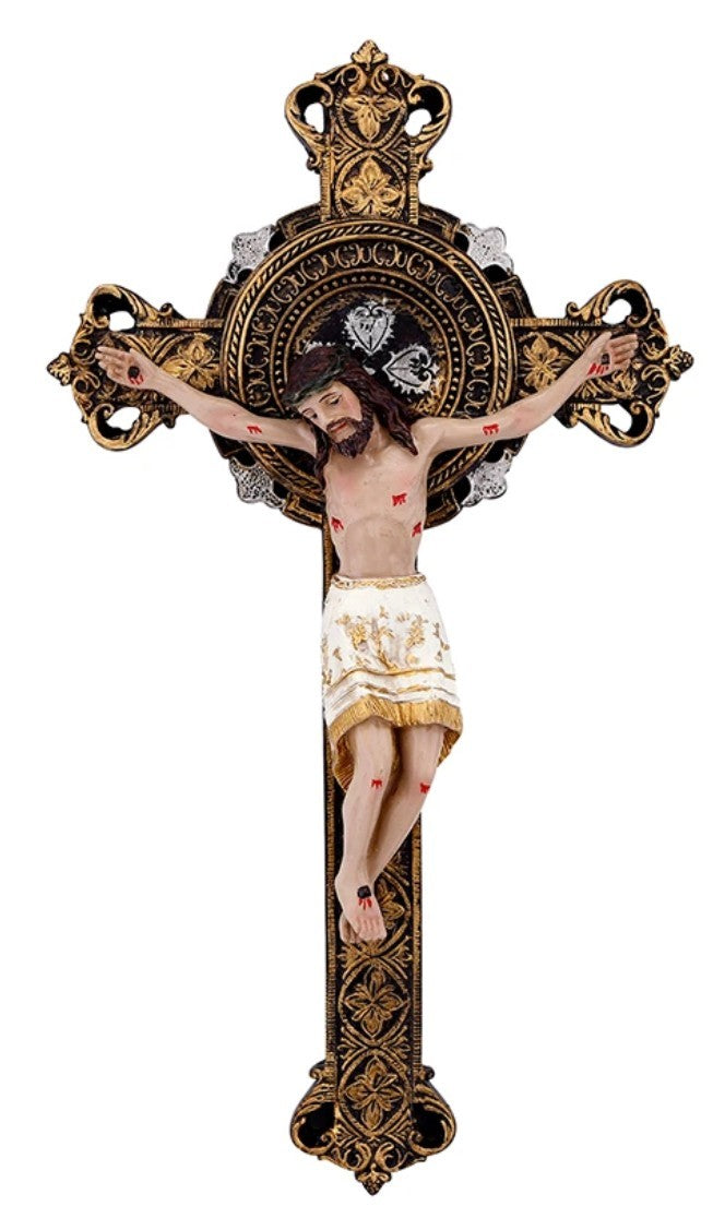 Ornate Passion Wall 9" Crucifix, New, #AB-440-R2