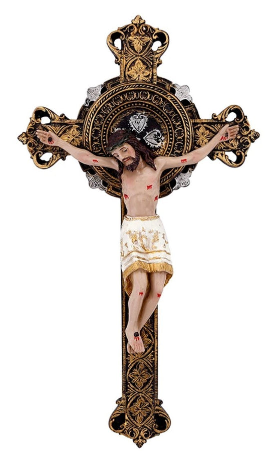 Ornate Passion Wall 9" Crucifix, New, #AB-440-R2