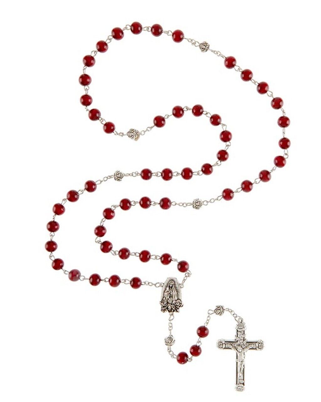 Our Lady of Guadalupe  Red Wood Beads Rosary, New. #AB-051-B