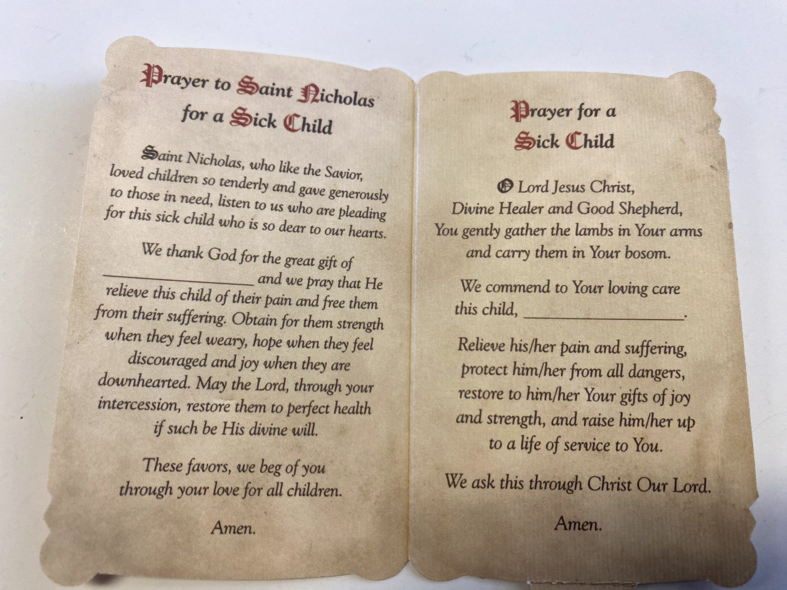 Saint Nicholas  Prayer folder + Medal, New - Bob and Penny Lord