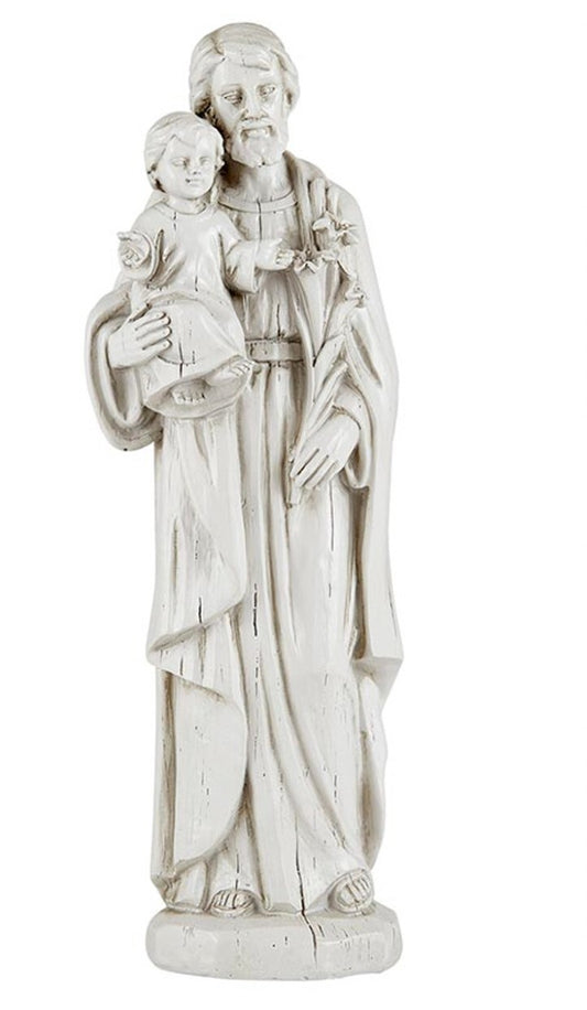 Saint Joseph with Child stone finish 8-inch statue, Christian religious collectible by Bob and Penny Lord, detailed spiritual sculpture