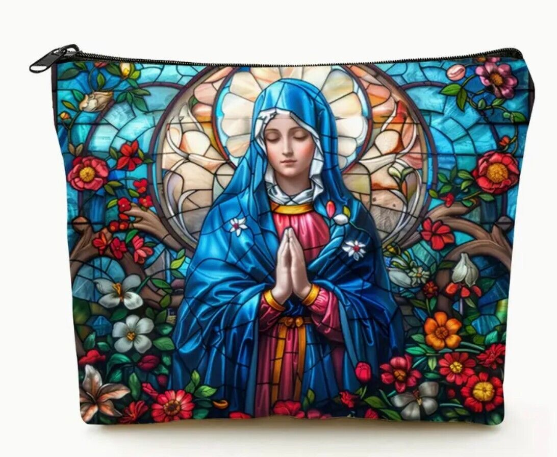 Virgin Mary Stained Glass Design Pouch, New, #AB-308-R2