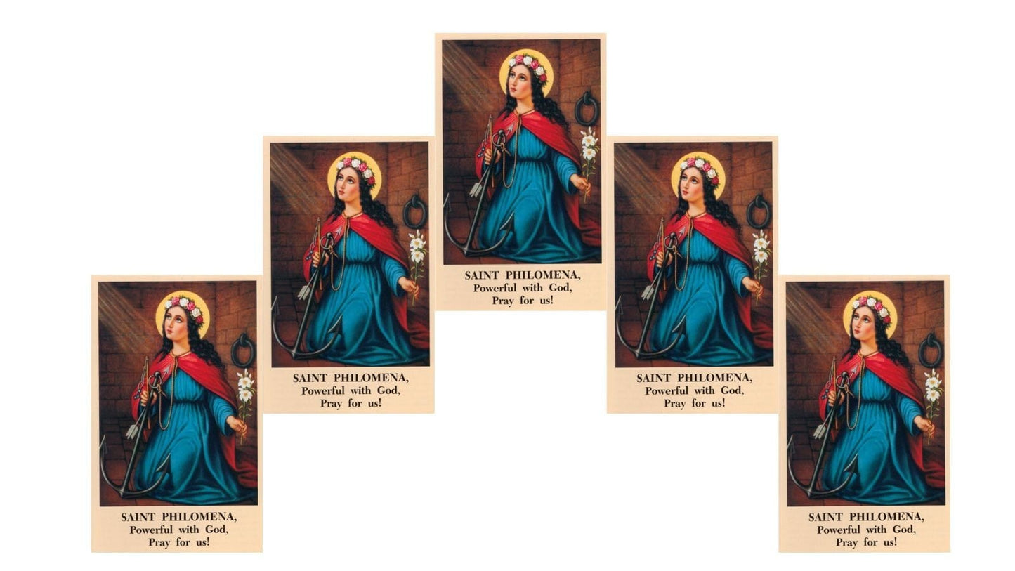 Saint Philomena Novena Prayer Card 5 Pack Journeys of Faith Collectibles:Religion & Spirituality:Christianity:Holy Cards