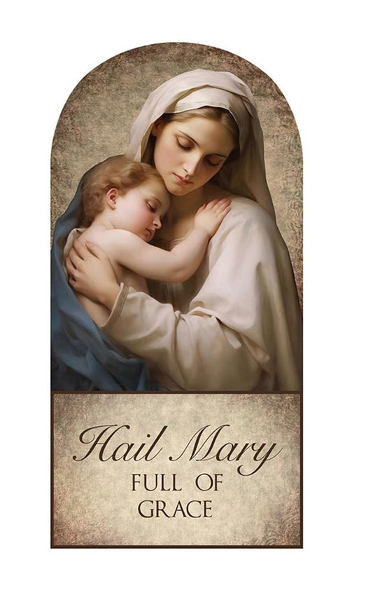 Madonna with Child  10" "Hail Mary Full of Grace" Wood Plaque, New #AB-302-4/R2