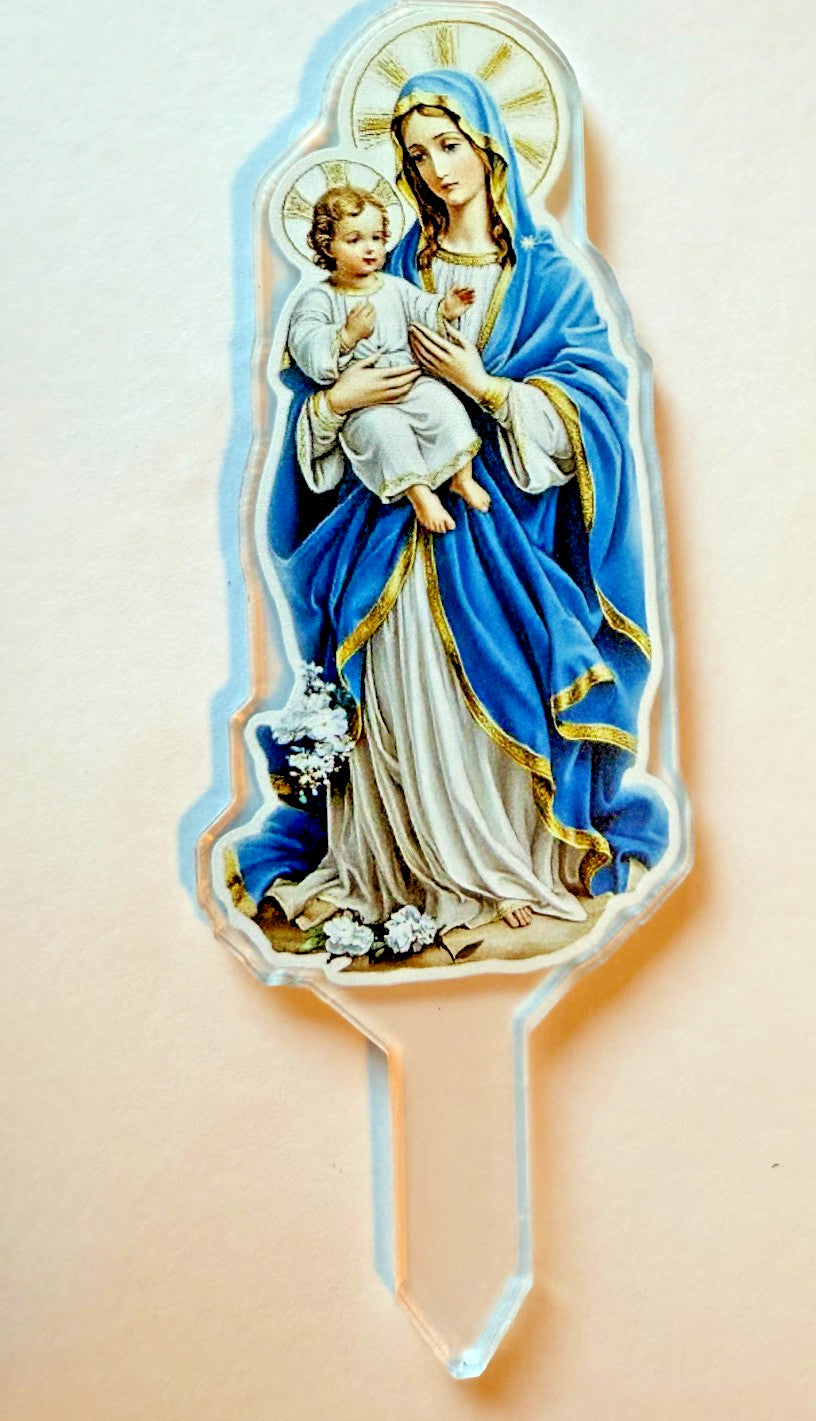 Blessed Mother with child Acrylic Garden Stake, New #ALM-030-R2
