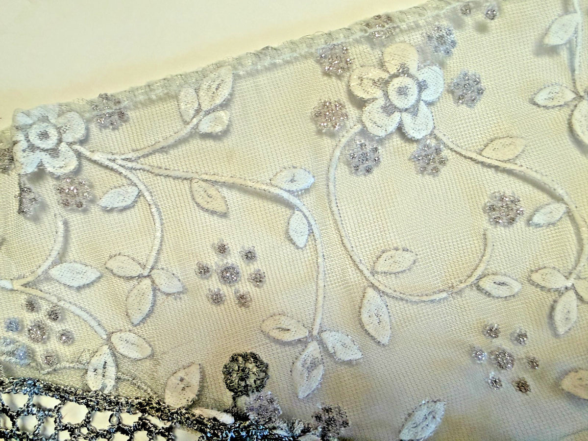 Women's  Gray Lace with white accents, Church Veil, New #AB-453-R2