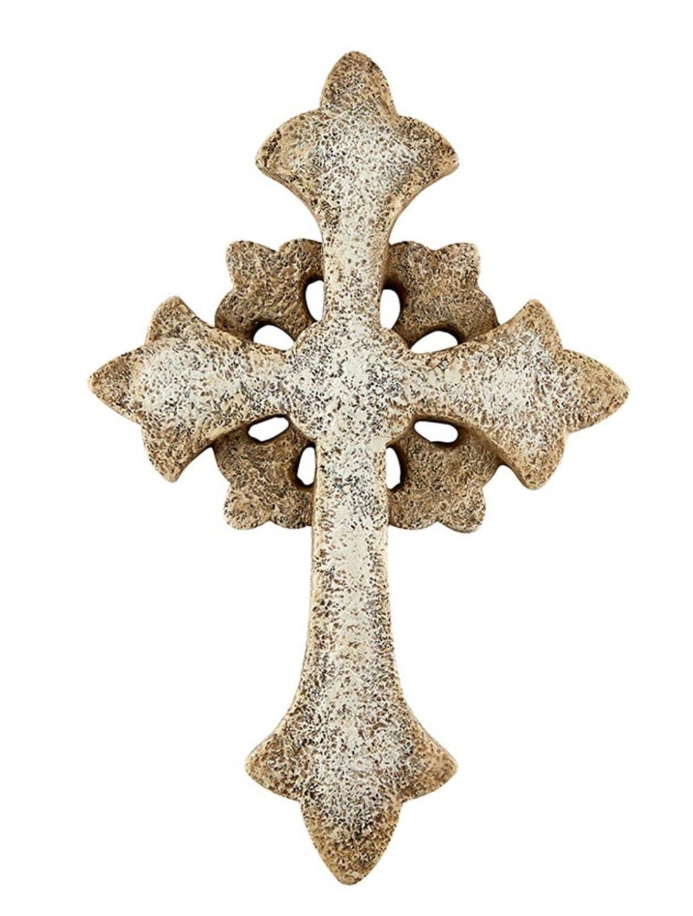 Fleur-De-Lis style 11.75-inch wall cross, Christian crucifix collectible with intricate design, by Bob and Penny Lord Journeys of Faith.