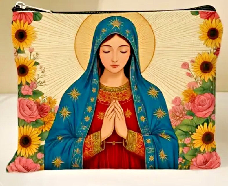 Virgin Mary Floral Design Pouch, New, #AB-308-R2 - Journeys of Faith