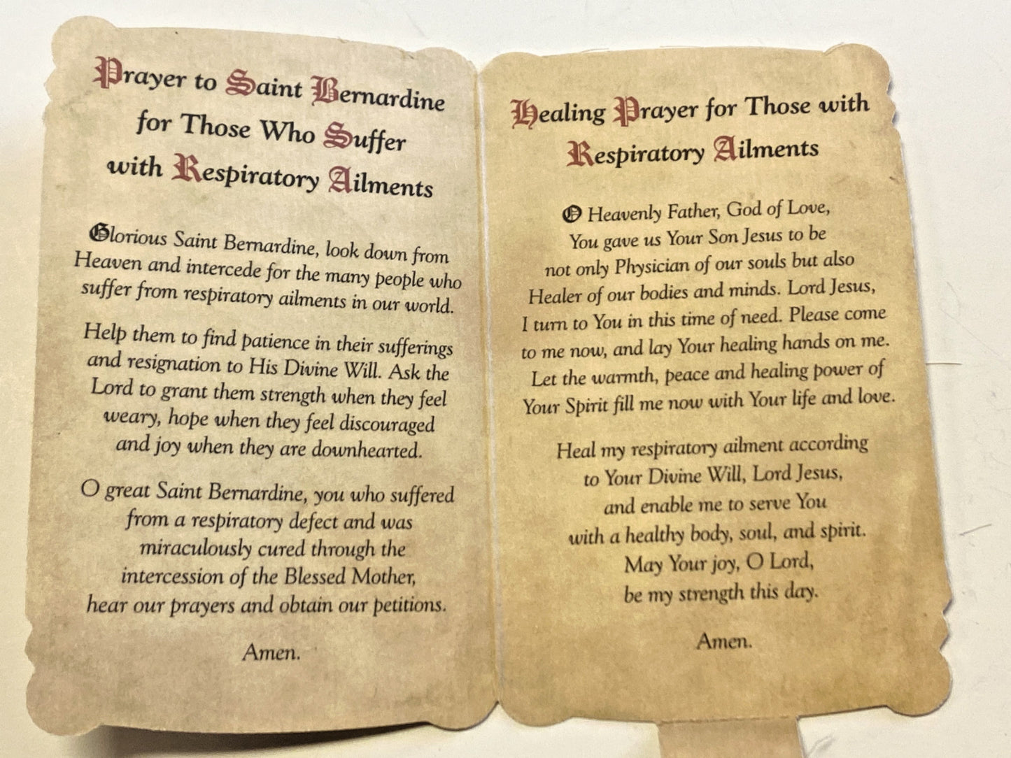 Saint Bernardine of Siena"  Respiratory Ailments "Prayer Folder + Medal, New - Journeys of Faith