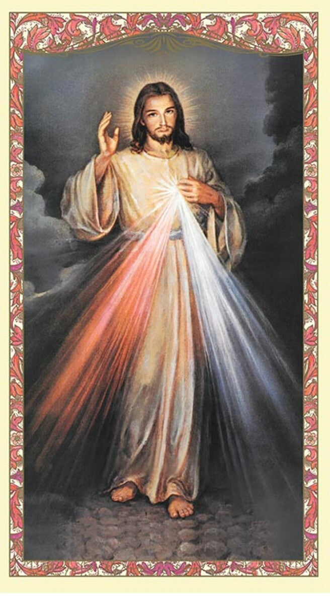 Laminated Holy Card of Las Coronillas a la Divina Misericordia in Spanish, from Bob and Penny Lord Journeys of Faith collection.