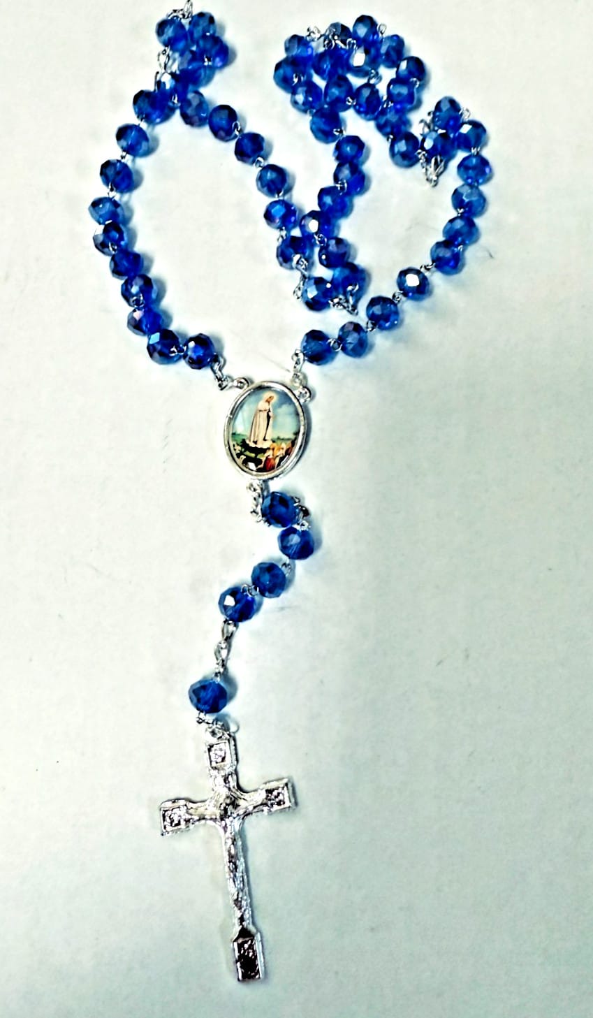 Our Lady of Fatima  Iridescent Blue Rosary, New from Colombia #L061 Journeys of Faith Collectibles:Religion & Spirituality:Christianity:Rosaries
