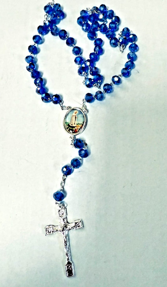 Our Lady of Fatima  Iridescent Blue Rosary, New from Colombia #L061 Journeys of Faith Collectibles:Religion & Spirituality:Christianity:Rosaries