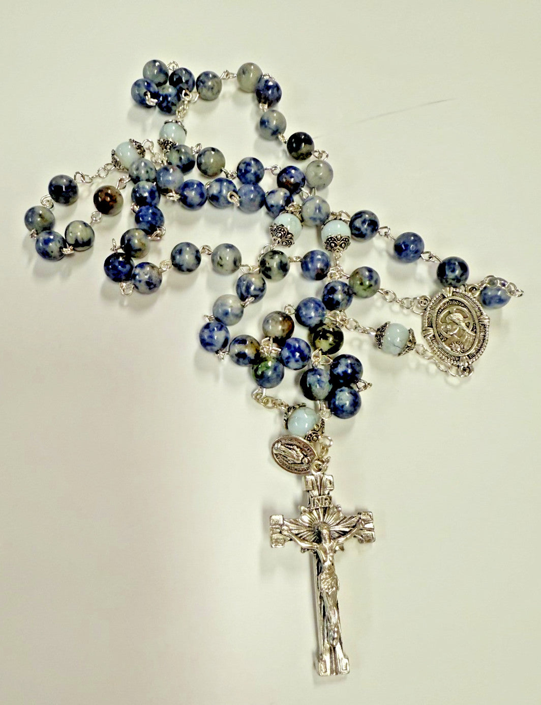 Blue Spot Stone Beads Rosary, New #Gftshp-55 - Journeys of Faith