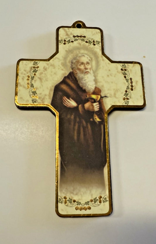 Saint Benedict 5" Wood Cross, New #AB-271-R2