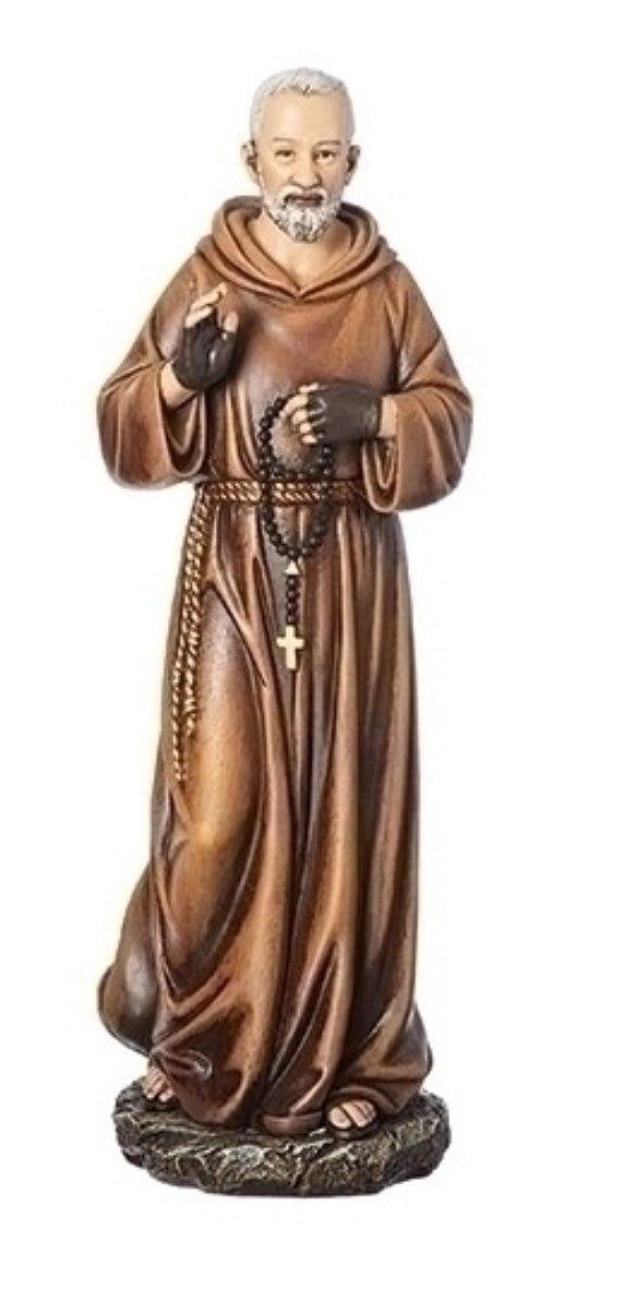 Padre Pio 10.25-inch religious statue by Bob and Penny Lord, detailed Christian figure collectible for spirituality displays.