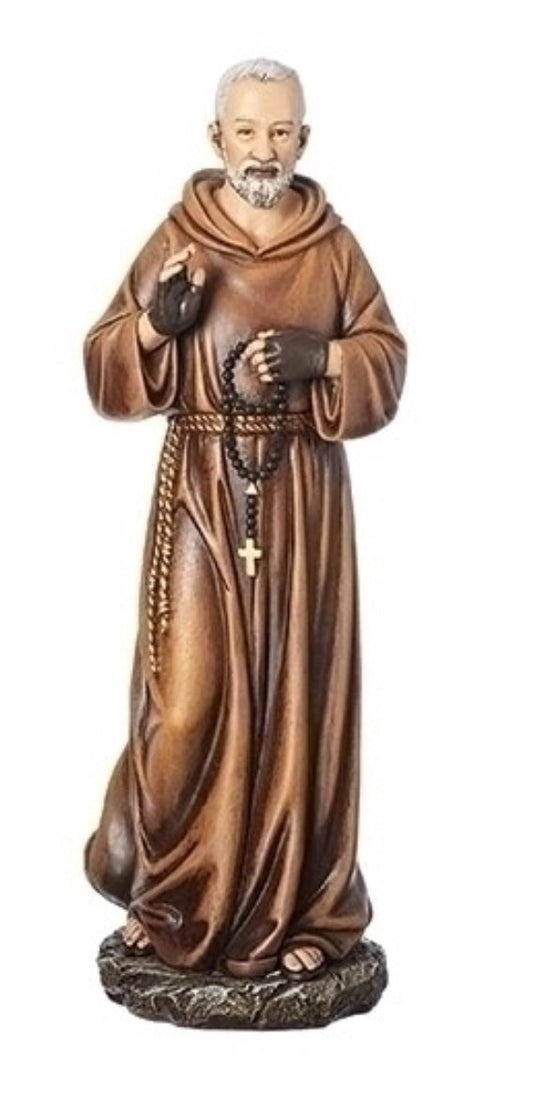 Padre Pio 10.25-inch religious statue by Bob and Penny Lord, detailed Christian figure collectible for spirituality displays.