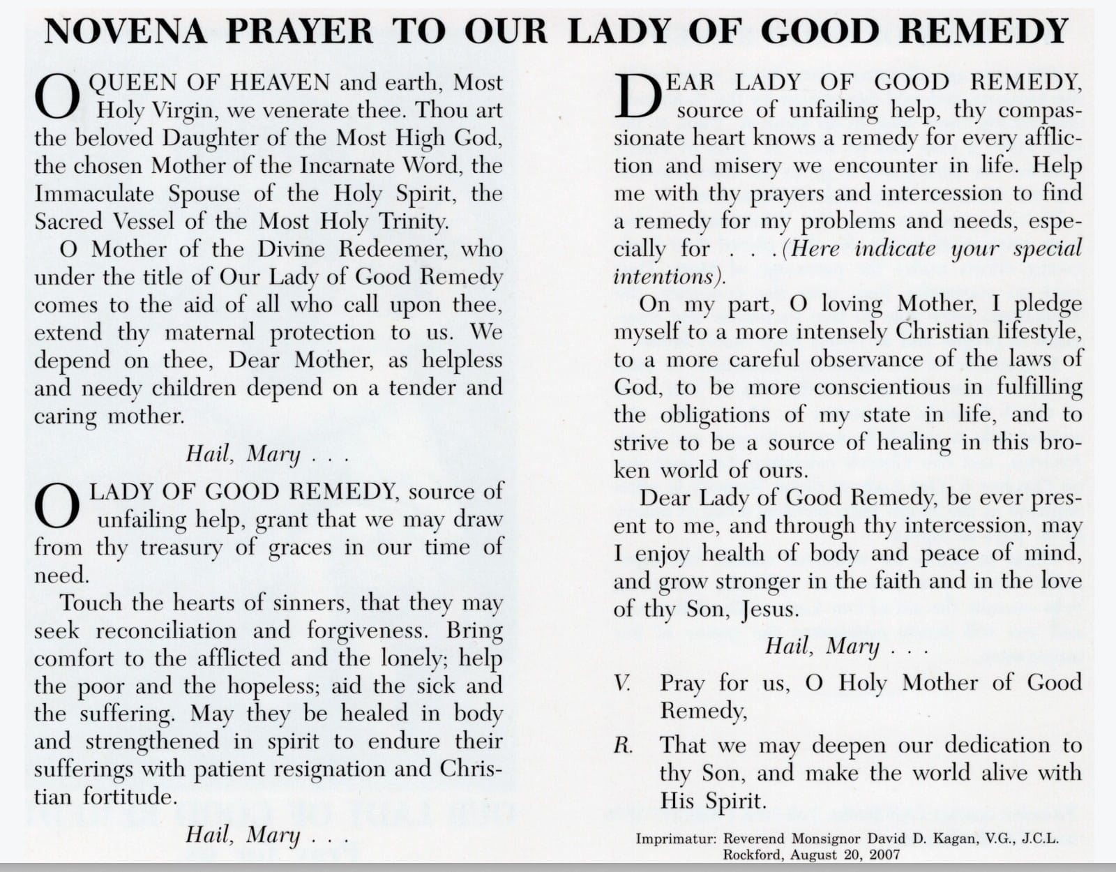 Our Lady of Good Remedy Prayer Card 20 Pack PC-124 Journeys of Faith Collectibles:Religion & Spirituality:Christianity:Holy Cards