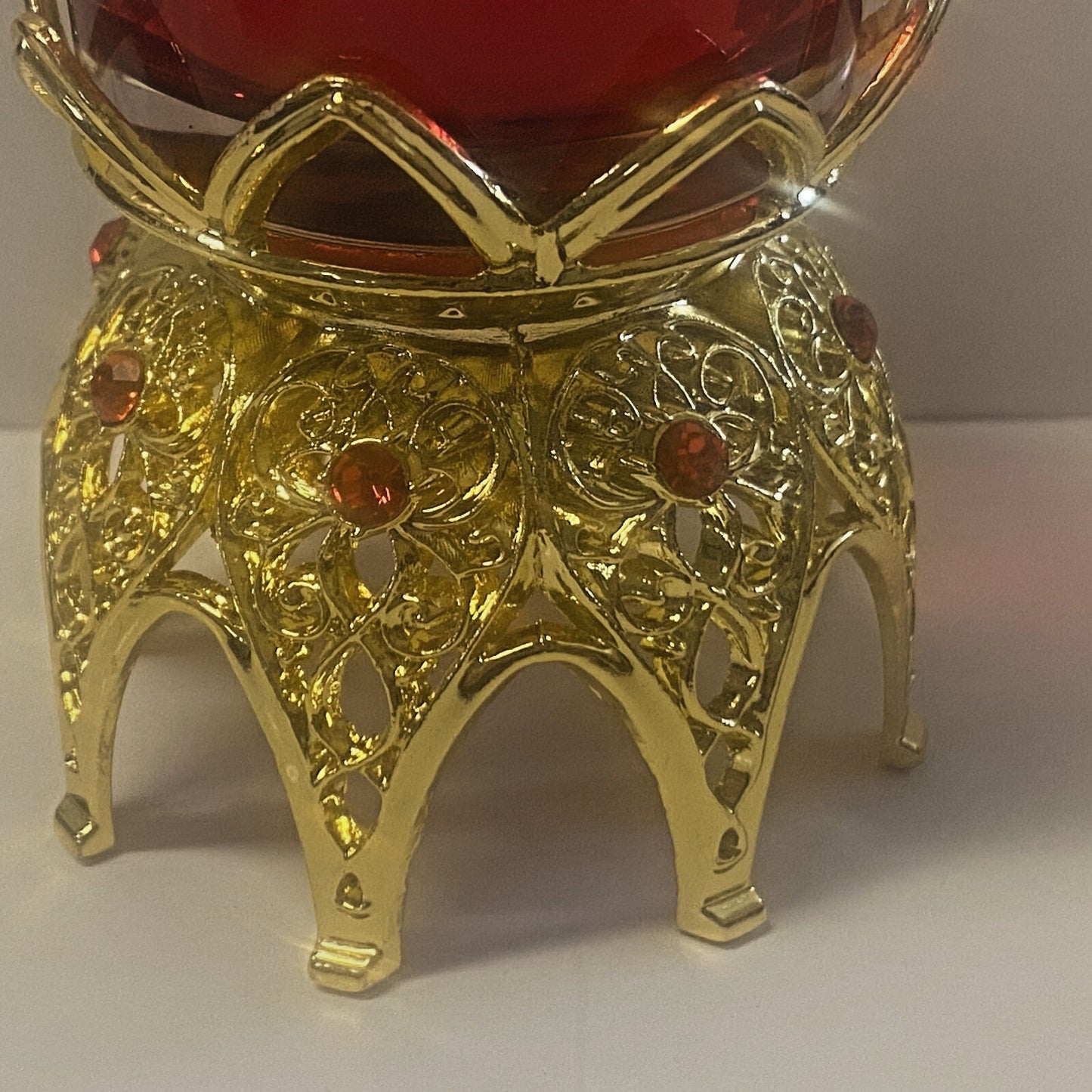 Red Votive Holder with Gold Metal Base, New #Gftshp