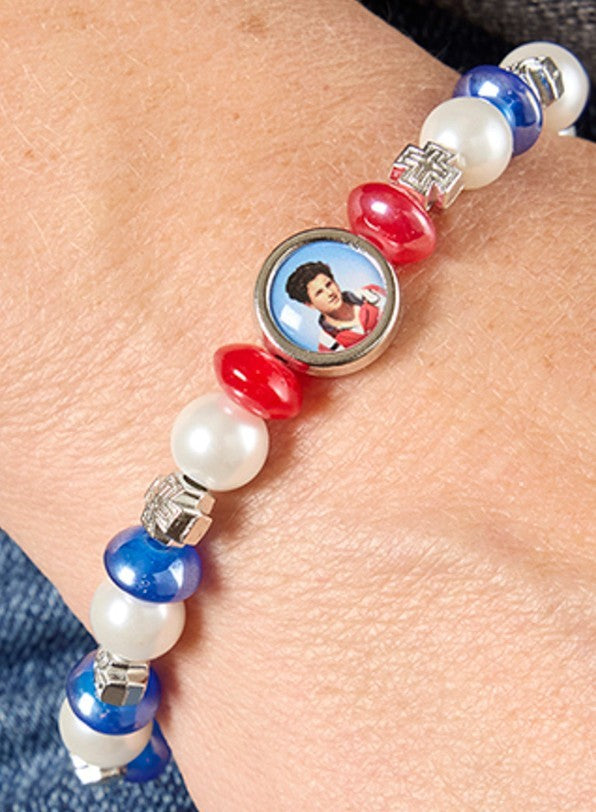 St Carlo Acutis, Imitation Pearl  7.5" Stretchable Bracelet, New # PC-117 - Journeys of Faith