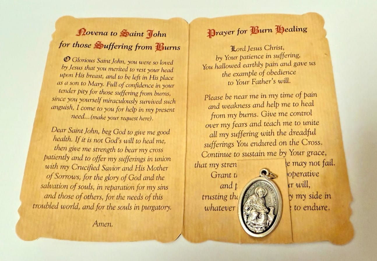 Saint John the Apostle (Patron of Burns)  Prayer folder + Medal, New #PCM-30 Journeys of Faith Collectibles:Religion & Spirituality:Christianity:Holy Cards
