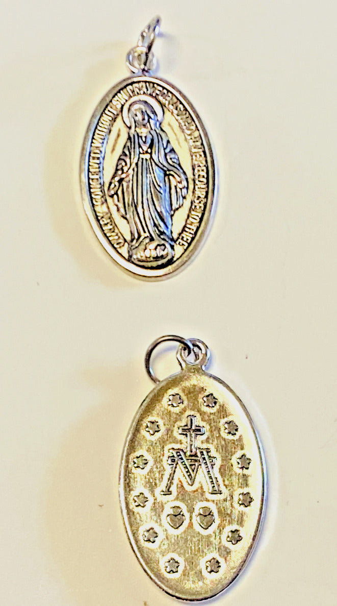 Our Lady of the Miraculous Silver tone  Image 1.5" Medal, New from Italy #MD-098 - Bob and Penny Lord