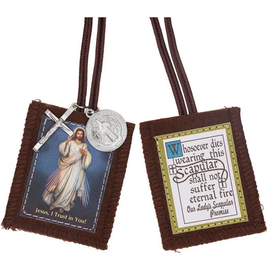 Divine Mercy Brown Scapular, New #AB-445-R2
