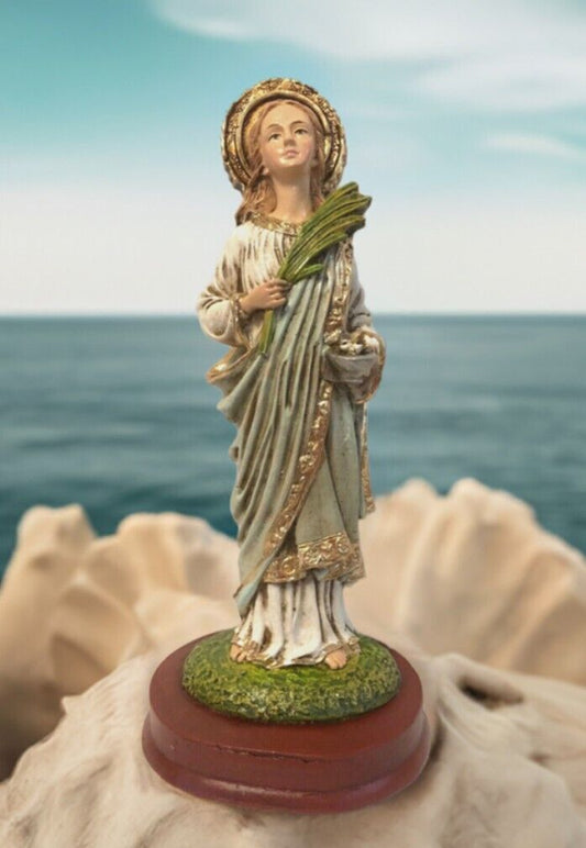 Saint Lucy Hand Painted 8" Statue, New From Colombia #L015 - Journeys of Faith