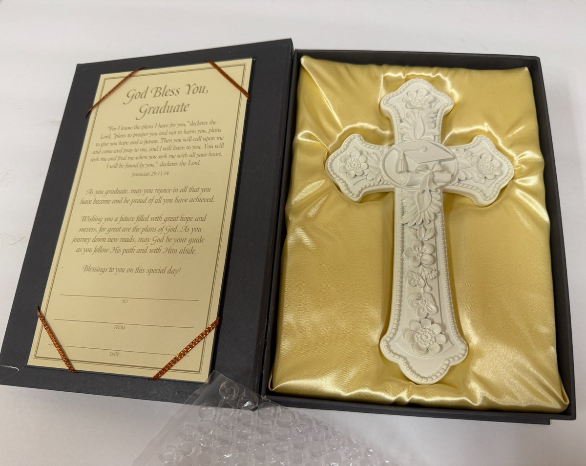 Off-White Graduation Gift Box Cross by Tomaso, New #AB-147
