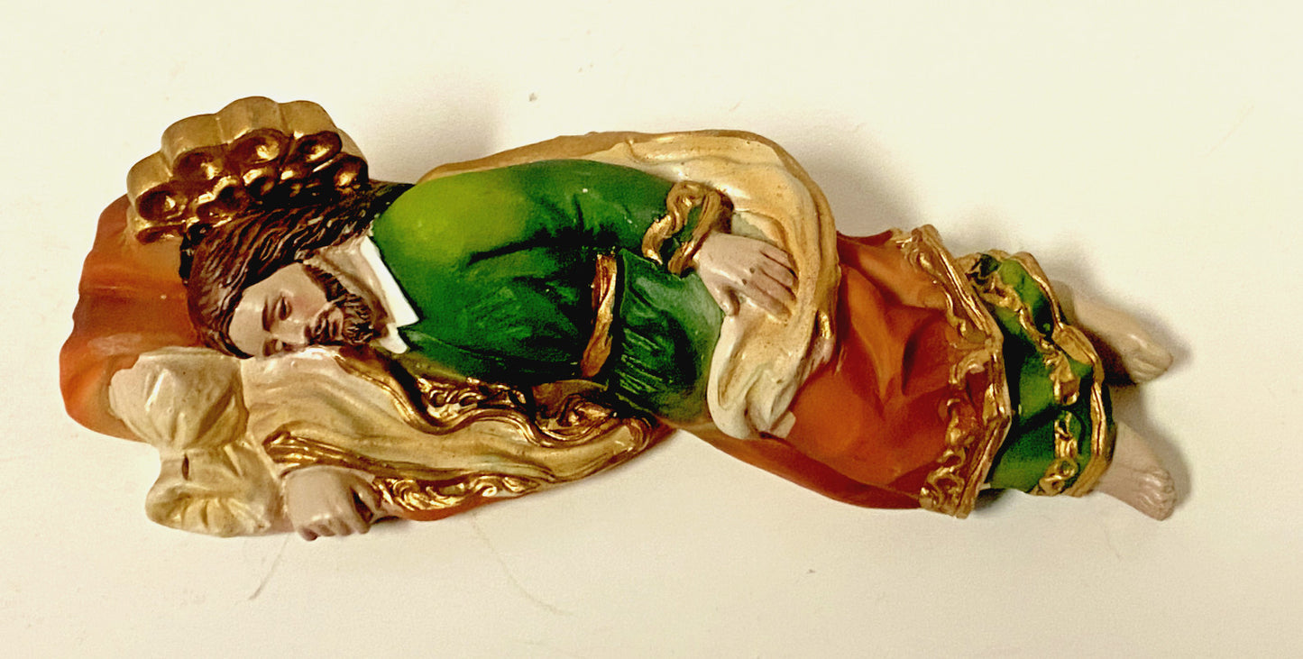 Sleeping Saint Joseph 4-inch Christian statue by Bob and Penny Lord, detailed religious figurine for collectibles or spiritual display.