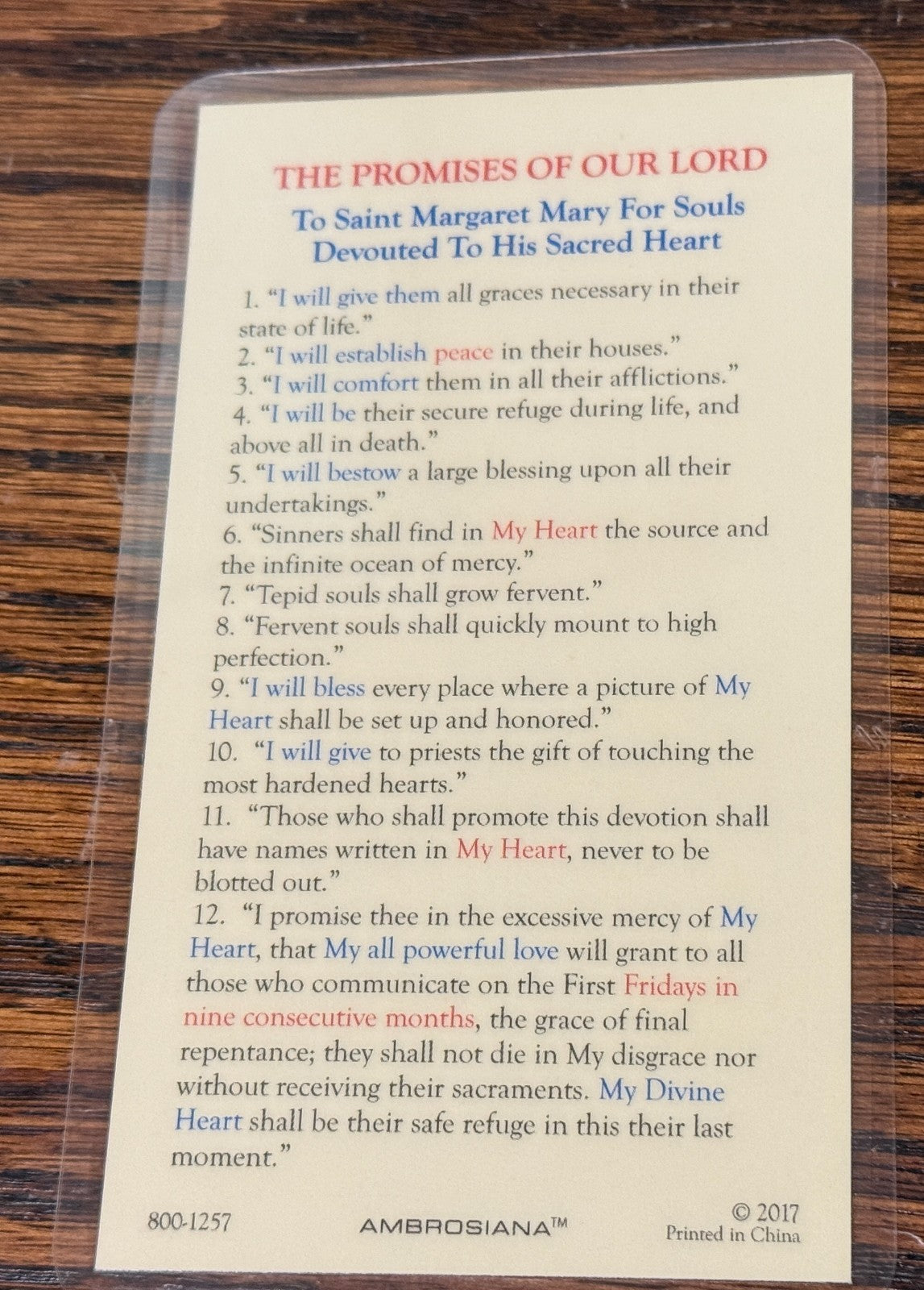 Saint Margaret Mary Alacoque Laminated Prayer Card, New #PCL-15