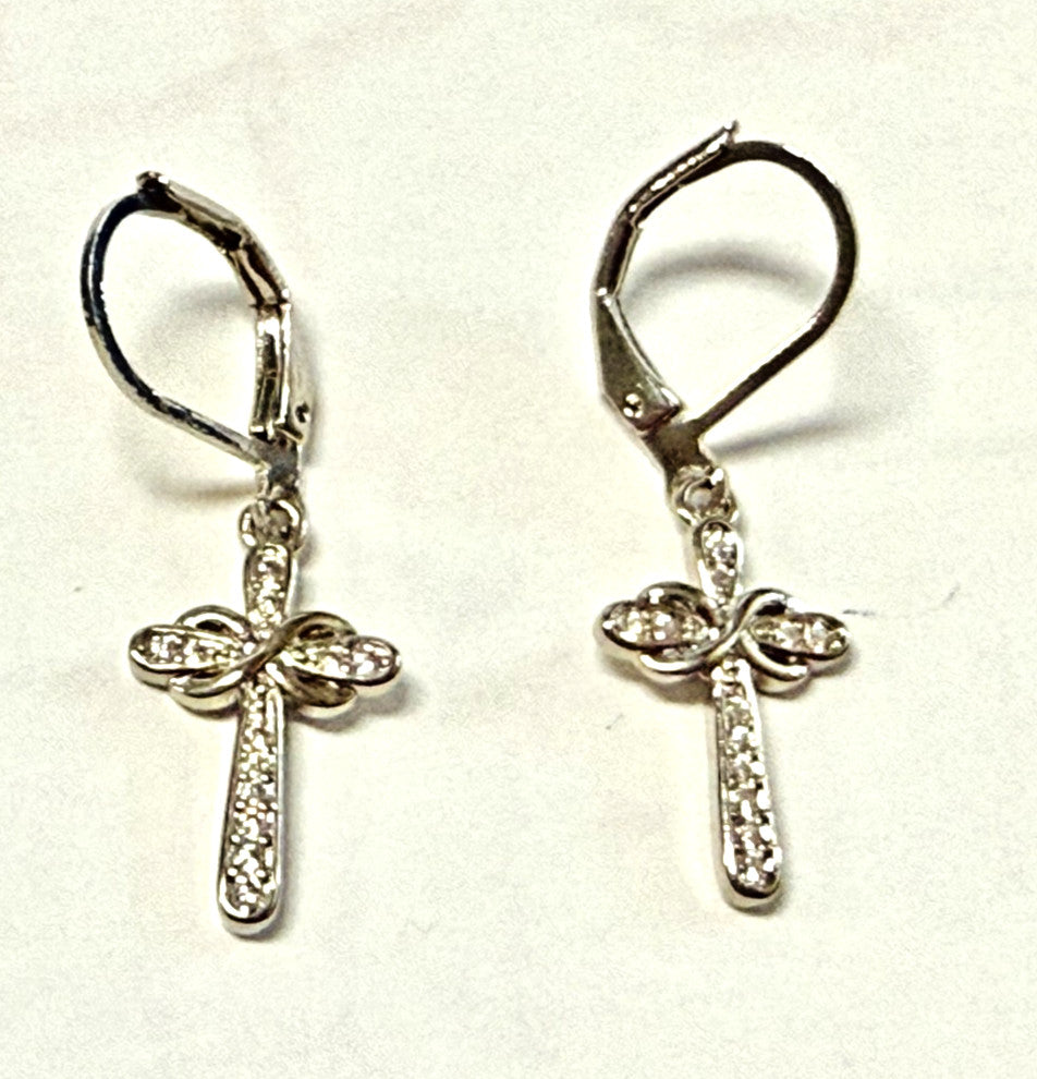 Cross 1.25"  .925 Sterling Silver Drop Earrings, New #Gftshp-86 - Journeys of Faith