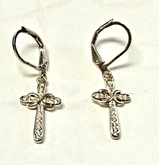 Cross 1.25"  .925 Sterling Silver Drop Earrings, New #Gftshp-86 - Journeys of Faith