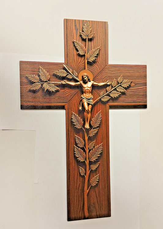 Layered  Wood Crucifix , 12"  New #Gftshp-204