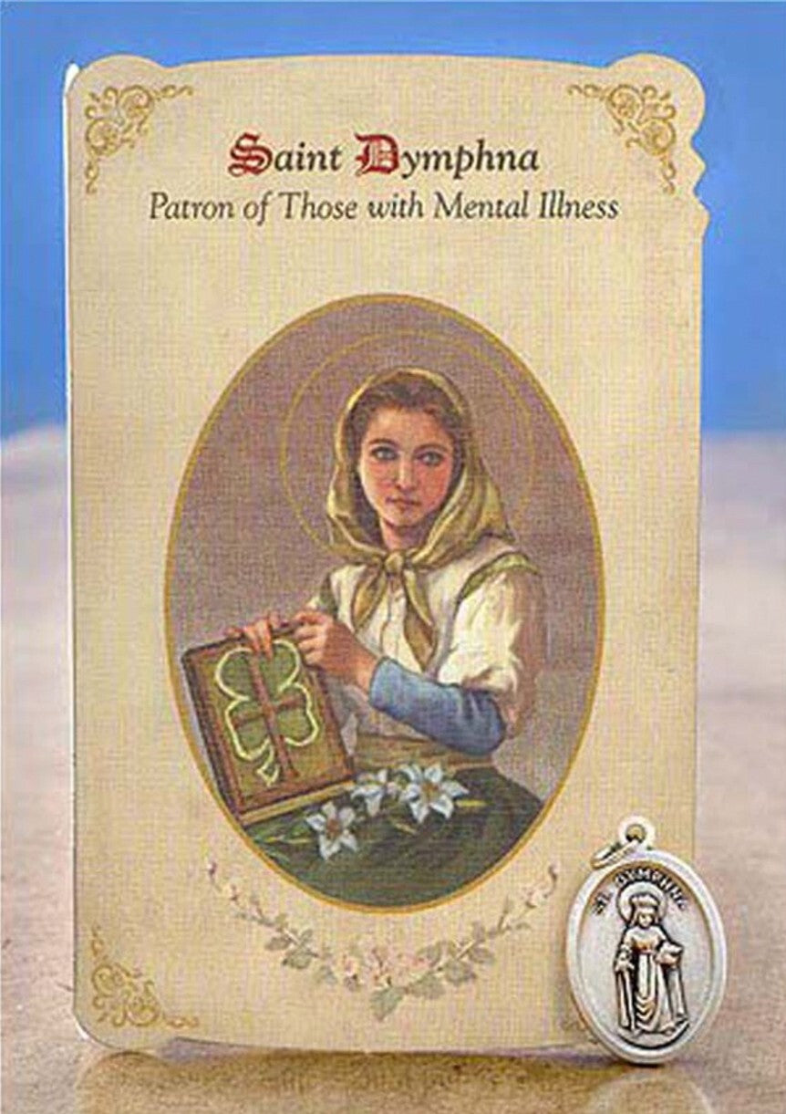 Saint Dymphna Patron of  Mental Disorders Prayer Card  Medal, New #PCM-012 - Journeys of Faith