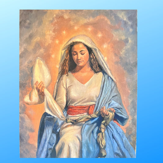 Holy card featuring Our Lady Undoer of Knots prayer design, collectible Christian spirituality card by Bob and Penny Lord.