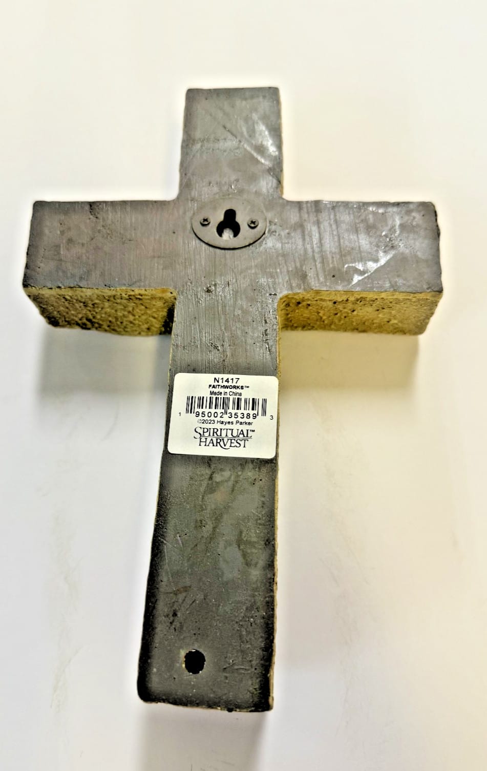 Old Rugged Cross decorative collectible figurine, 8.375 inches, unbranded, detailed religious-themed decorative collectible item