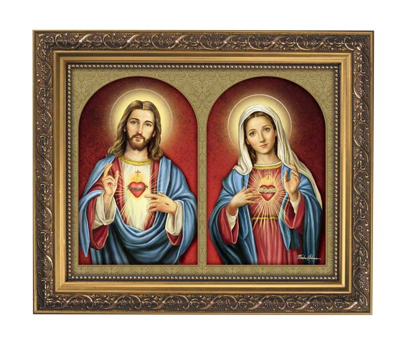 Sacred Heart of Jesus & Immaculate Heart of Mary Picture Frame, New #AB-010 Free Shipping